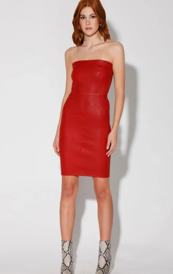 Walter Baker Alexis Dress, Red-Stretch Leather>Women Dresses