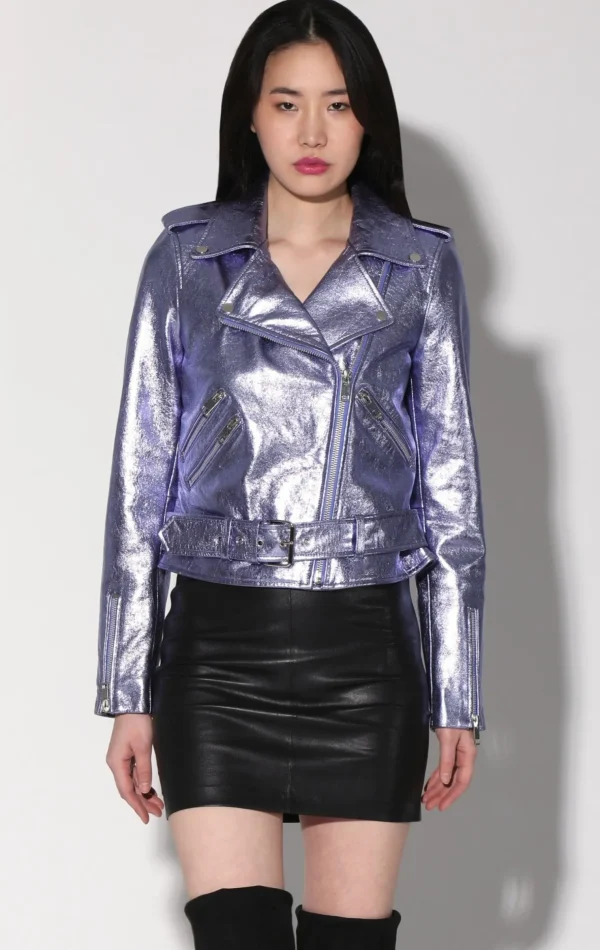 Walter Baker Allison Jacket, Peri Metallic-Leather>Women Jackets