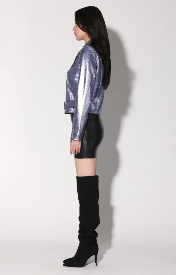 Walter Baker Allison Jacket, Peri Metallic-Leather>Women Jackets