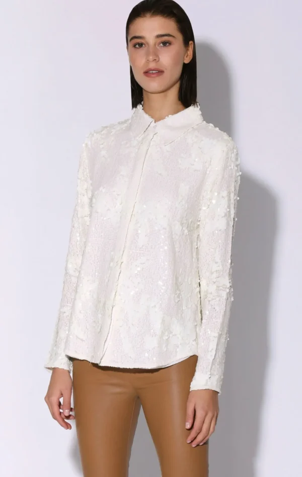 Walter Baker Athena Top, Vanilla Cloud Sequin>Women Tops