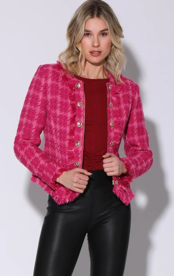 Walter Baker Brittany Jacket, Magenta Electric Tweed>Women Jackets