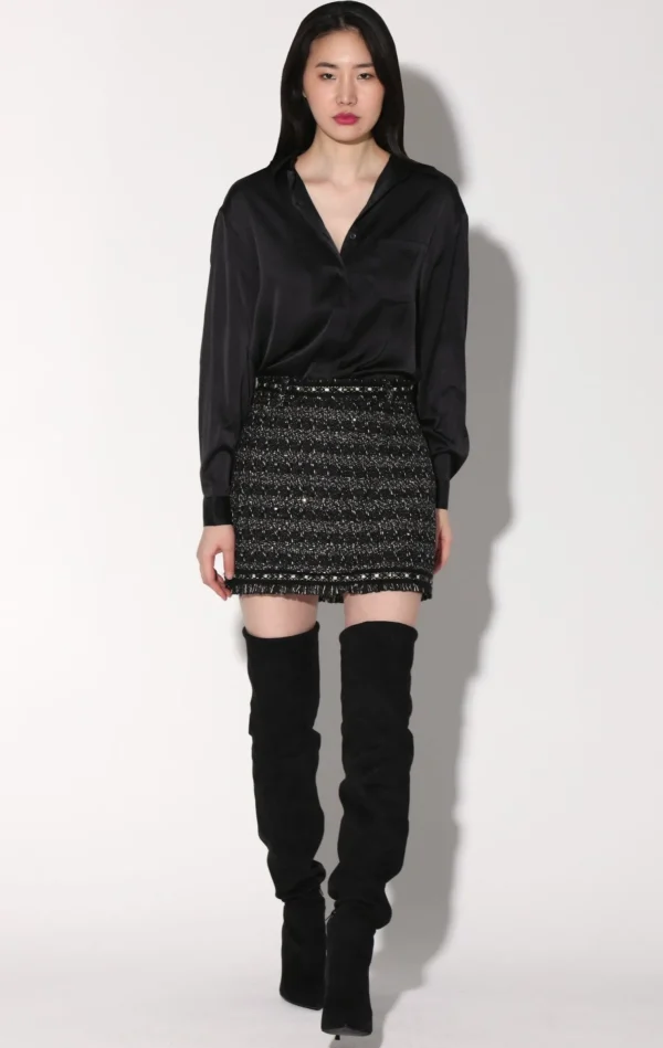 Walter Baker Charlotte Skirt, Tribeca Tweed Black Black>Women Bottoms