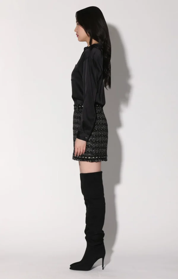 Walter Baker Charlotte Skirt, Tribeca Tweed Black Black>Women Bottoms