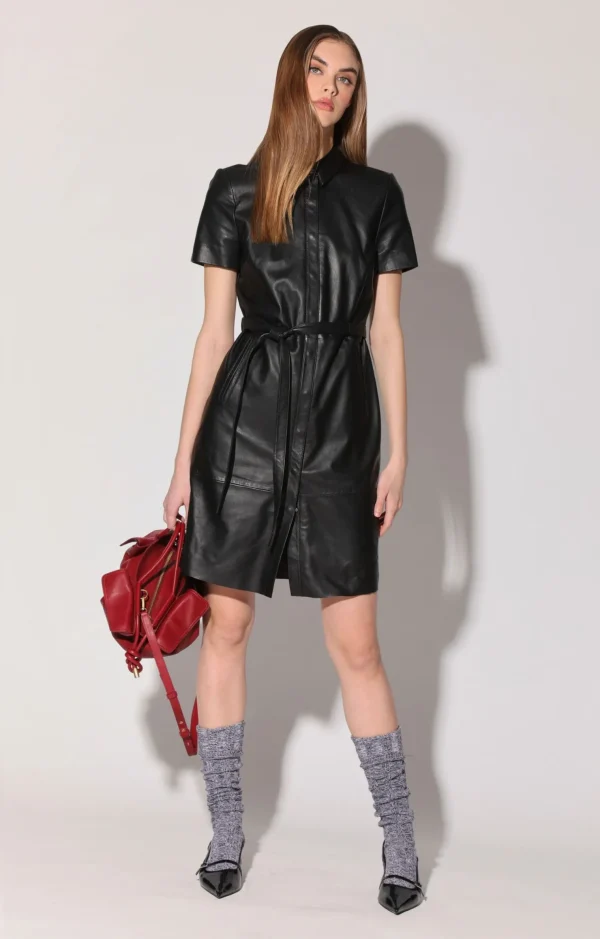 Walter Baker Chloe Dress, Black-Leather>Women Dresses