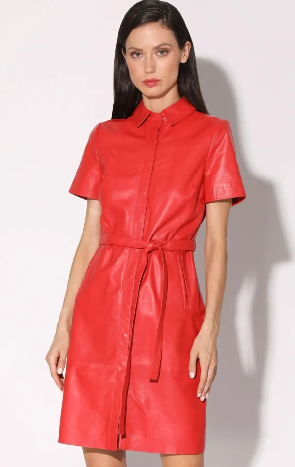 Walter Baker Chloe Dress, Scarlet-Leather>Women Dresses