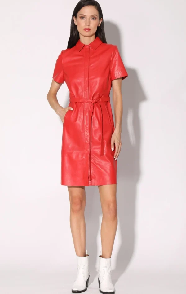 Walter Baker Chloe Dress, Scarlet-Leather>Women Dresses