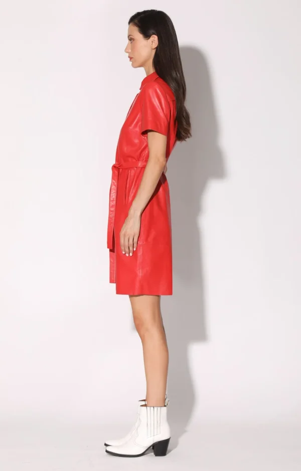 Walter Baker Chloe Dress, Scarlet-Leather>Women Dresses