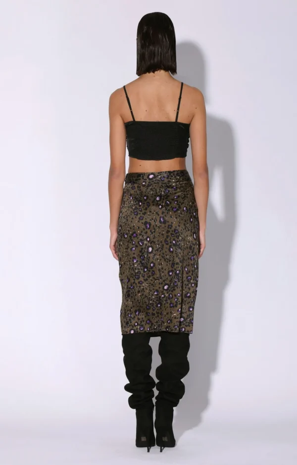 Walter Baker Daya Skirt, Olive Leopard>Women Bottoms