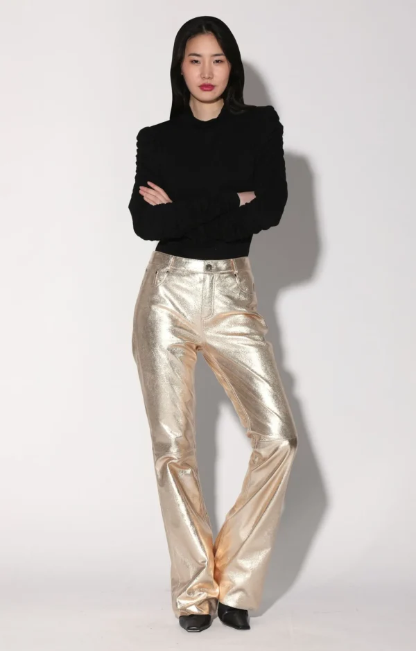 Walter Baker Dimitri Pant, Gold-Leather>Women Bottoms