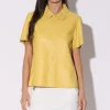 Walter Baker Eros Top, Pale Yellow-Leather>Women Tops