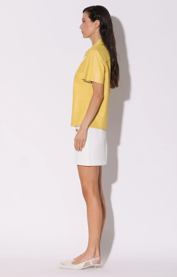 Walter Baker Eros Top, Pale Yellow-Leather>Women Tops