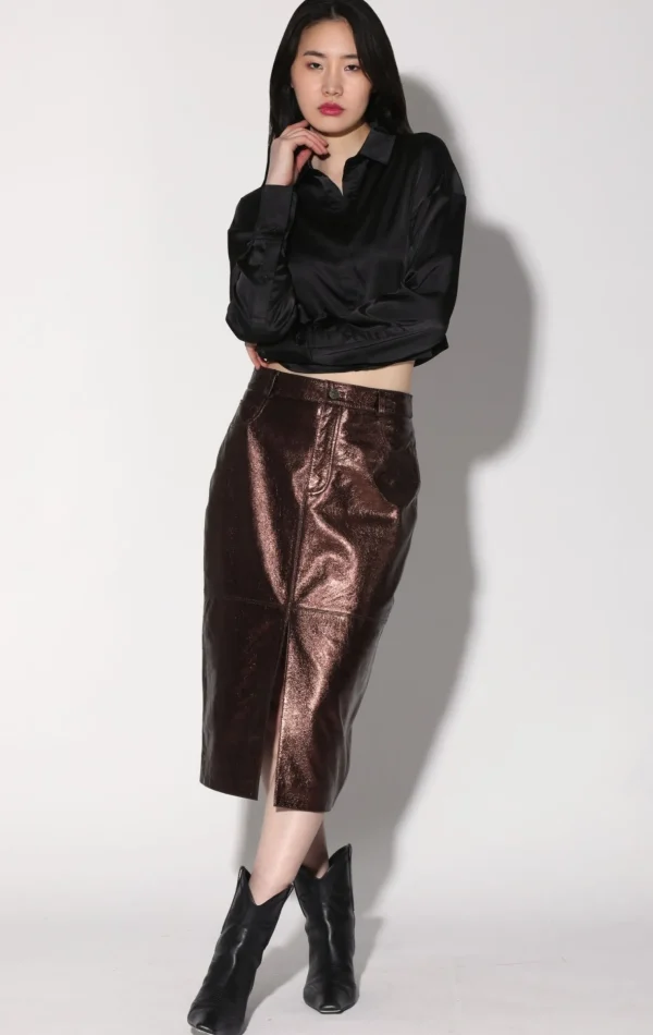 Walter Baker Glynice Skirt, Bronze Leather>Women Bottoms