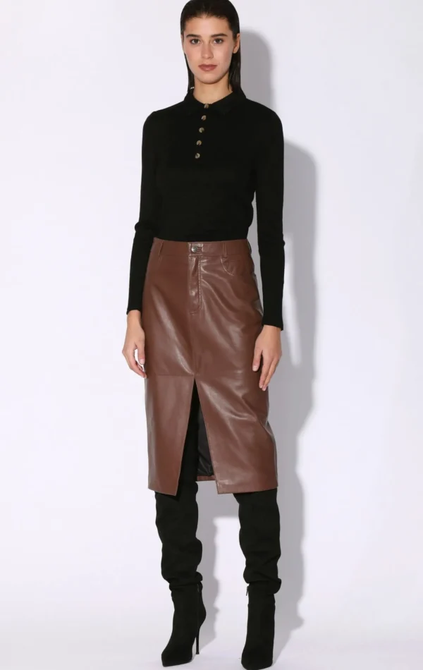 Walter Baker Glynice Skirt, Walnut-Leather>Women Leather