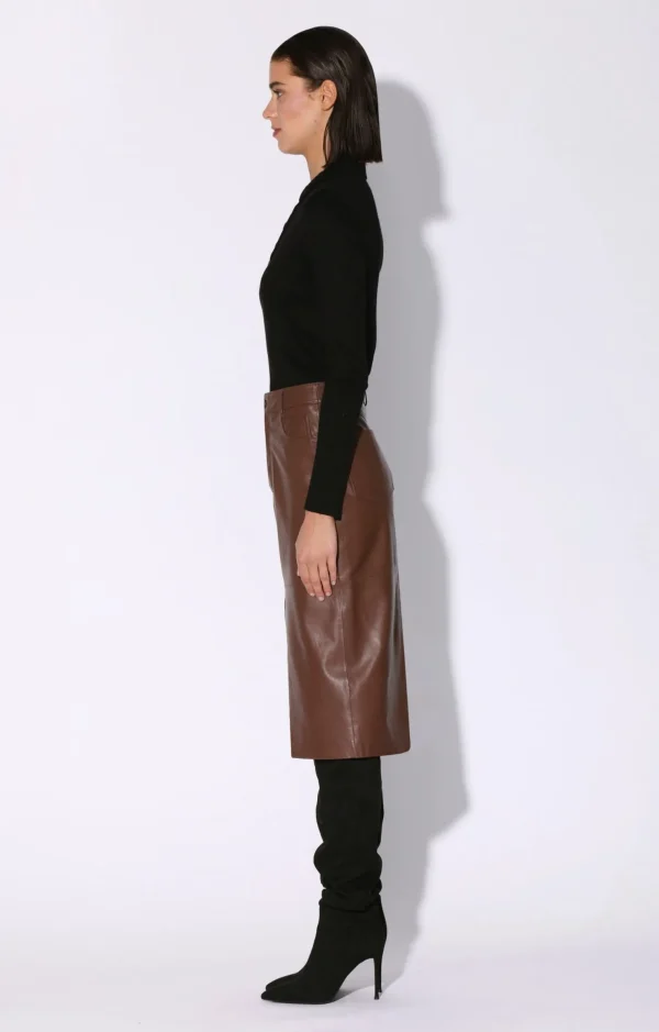 Walter Baker Glynice Skirt, Walnut-Leather>Women Bottoms