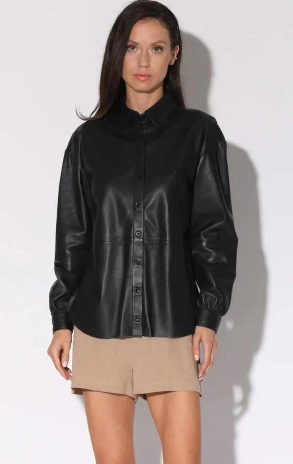 Walter Baker Jaycee Top, Black-Leather>Women Tops