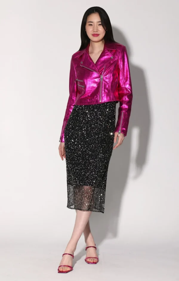 Walter Baker Jenny Jacket, Fuchsia Metallic-Leather>Women Leather