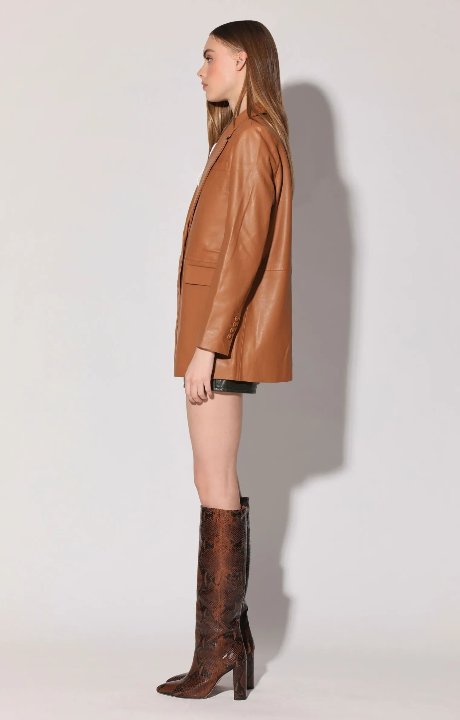 kiki_blazer_camelleather_2-1.webp Walter Baker Kiki Blazer, Camel-Leather>Women Jackets