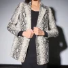 Walter Baker Kiki Blazer, Grey Snake-Leather>Women Jackets