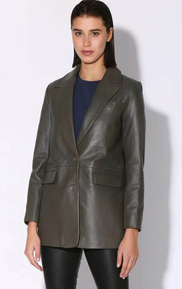 Walter Baker Kiki Blazer, Moss-Leather>Women Jackets