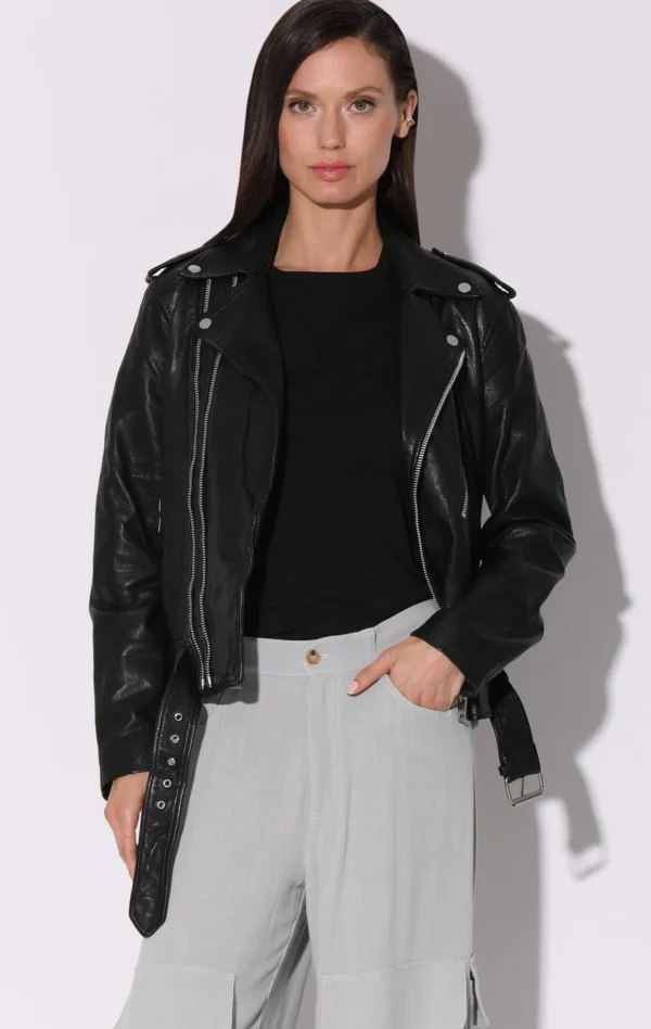 Walter Baker Kingsley Jacket, Black-Vt Leather>Women Leather