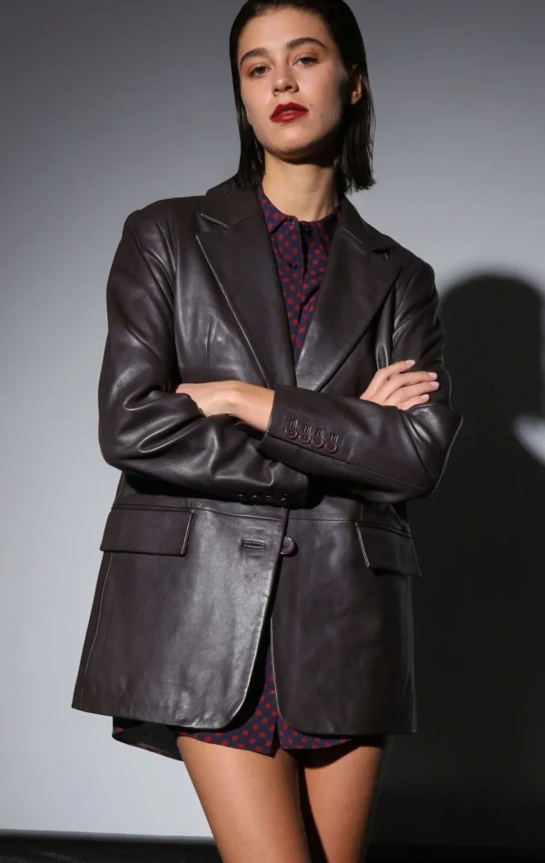 Walter Baker Kira Blazer, Mocha-Leather>Women Leather