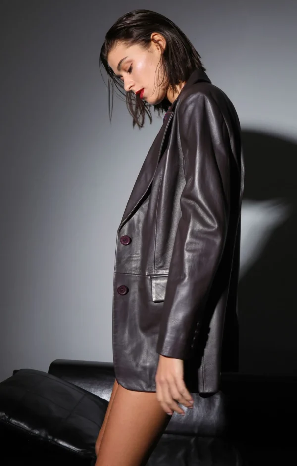 Walter Baker Kira Blazer, Mocha-Leather>Women Jackets