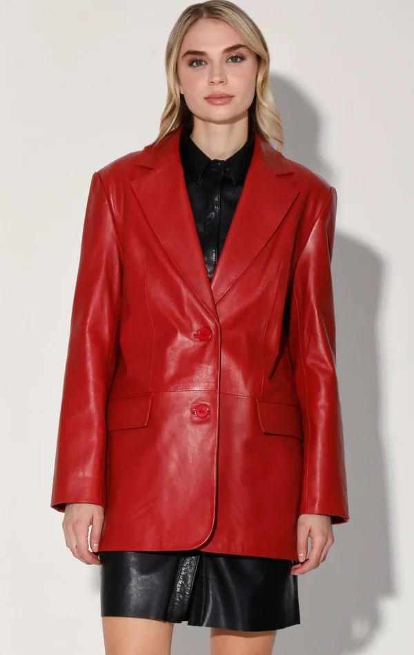 Walter Baker Kira Blazer, Red-Leather>Women Jackets