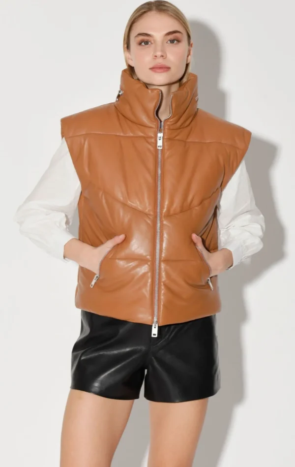 Walter Baker Landon Vest, Camel-Puffer Leather>Women Leather