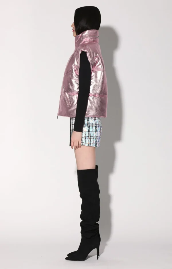 Walter Baker Landon Vest, Pink Frost Metallic-Leather>Women Jackets