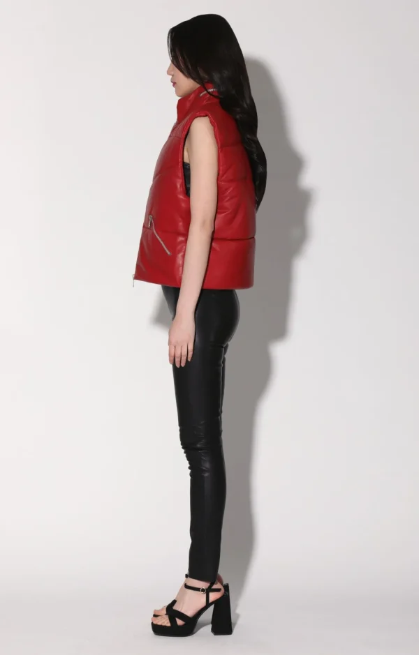 Walter Baker Landon Vest, Red-Puffer Leather>Women Leather