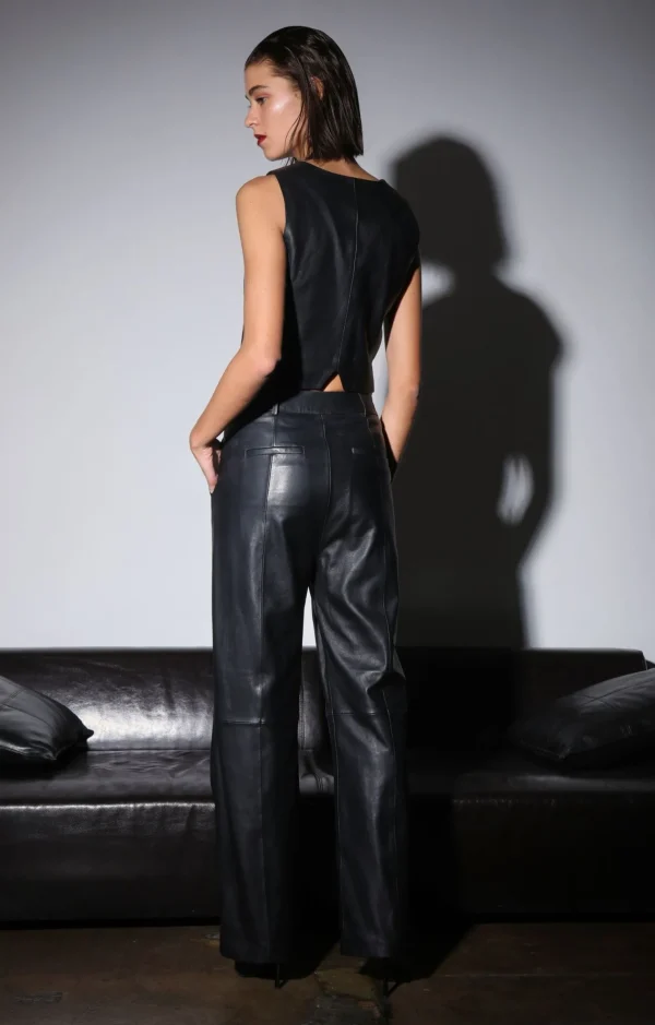 Walter Baker Leslee Vest, Black-Leather>Women Tops