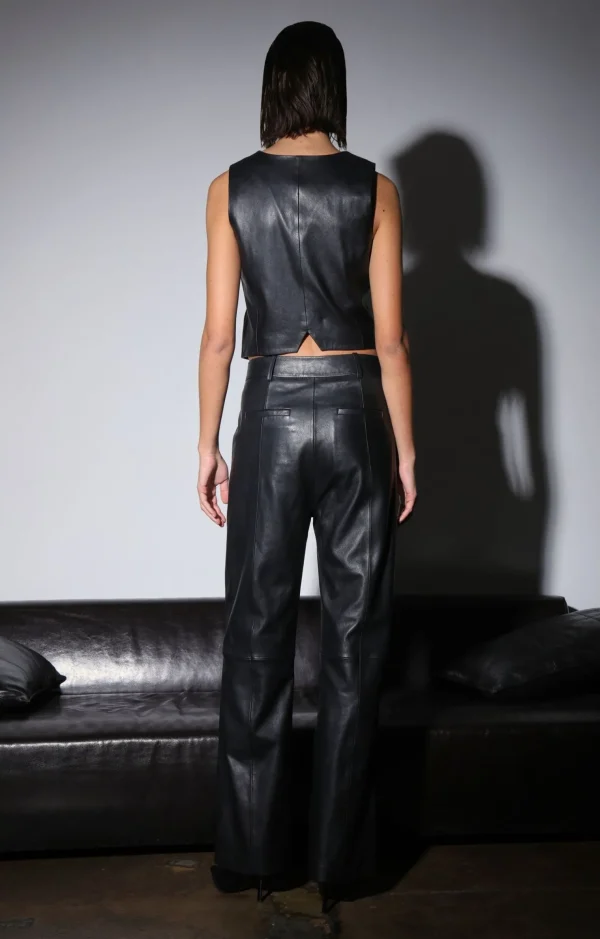 Walter Baker Leslee Vest, Black-Leather>Women Tops