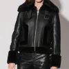 Walter Baker Lianna Jacket, Black Leather/ Black Fur>Women Jackets