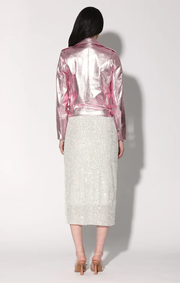 Walter Baker Liz Jacket, Pink Frost Metallic-Leather>Women Leather