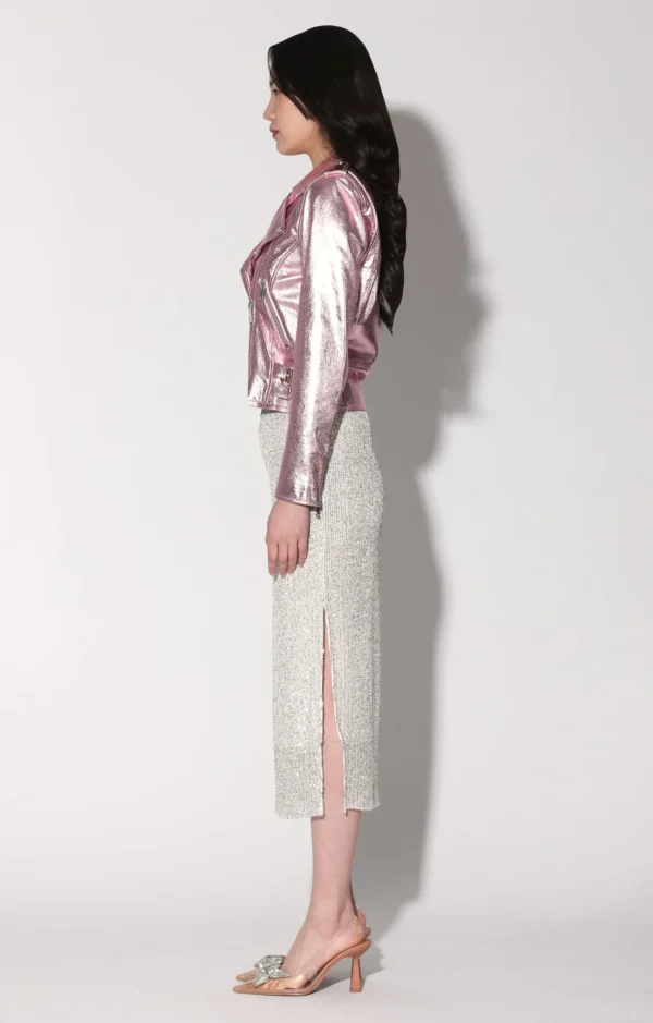 Walter Baker Liz Jacket, Pink Frost Metallic-Leather>Women Jackets