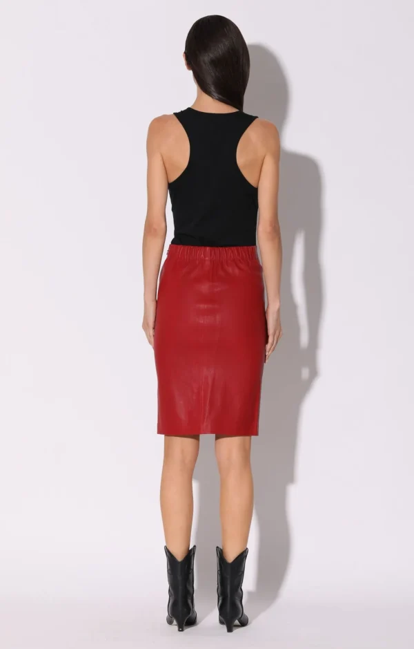 Walter Baker Mae Skirt, Red-Stretch Leather>Women Bottoms