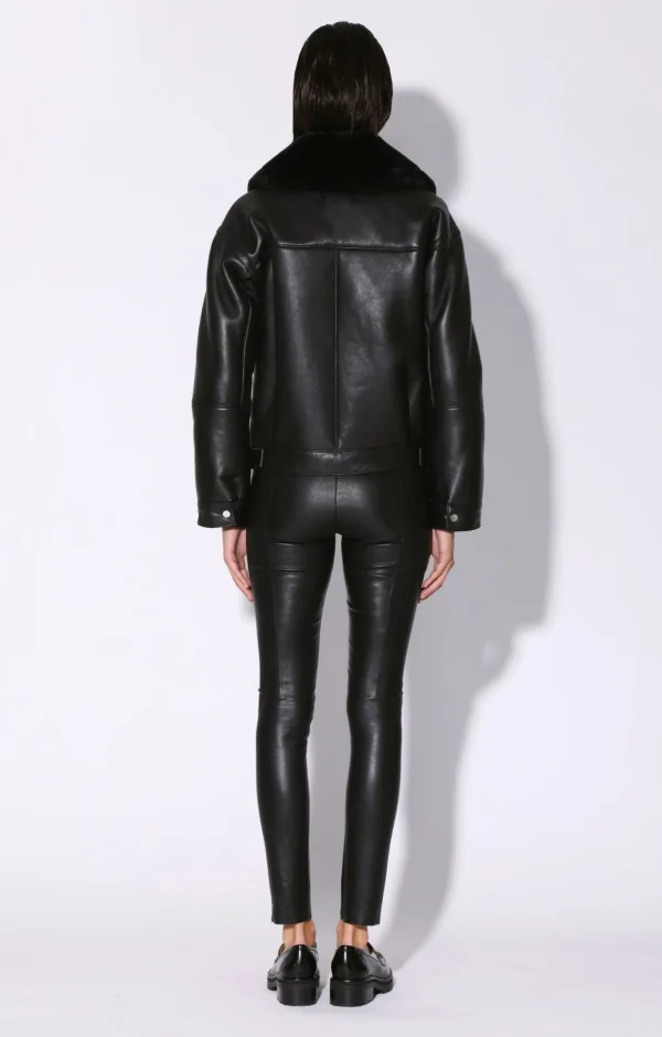 Walter Baker Mariah Jacket, Black Leather Black Fur-Leather Shearling>Women Jackets