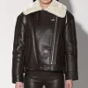 Walter Baker Mariah Jacket, Mocha Leather Off White Fur-Leather Shearling>Women Jackets