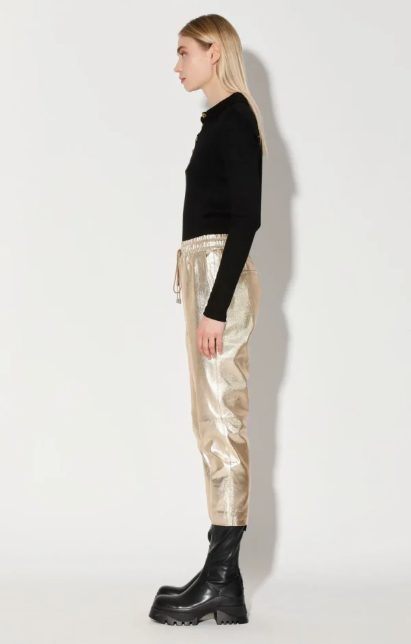 Walter Baker Minh Jogger, Gold-Leather>Women Bottoms