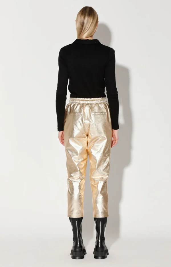 Walter Baker Minh Jogger, Gold-Leather>Women Bottoms