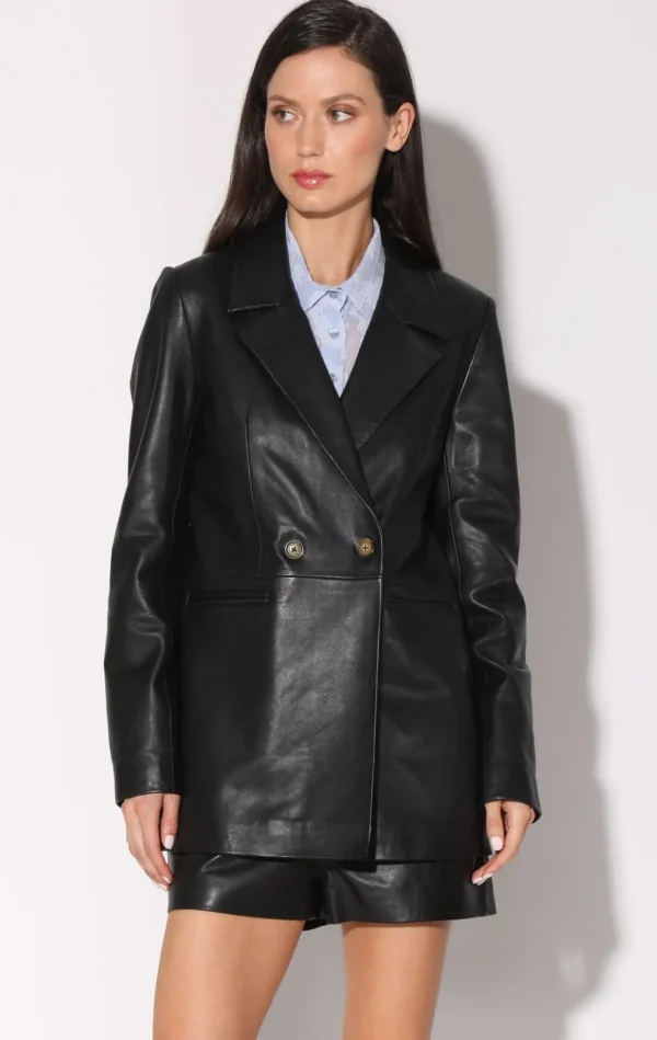 Walter Baker Misha Blazer, Black-Leather>Women Jackets