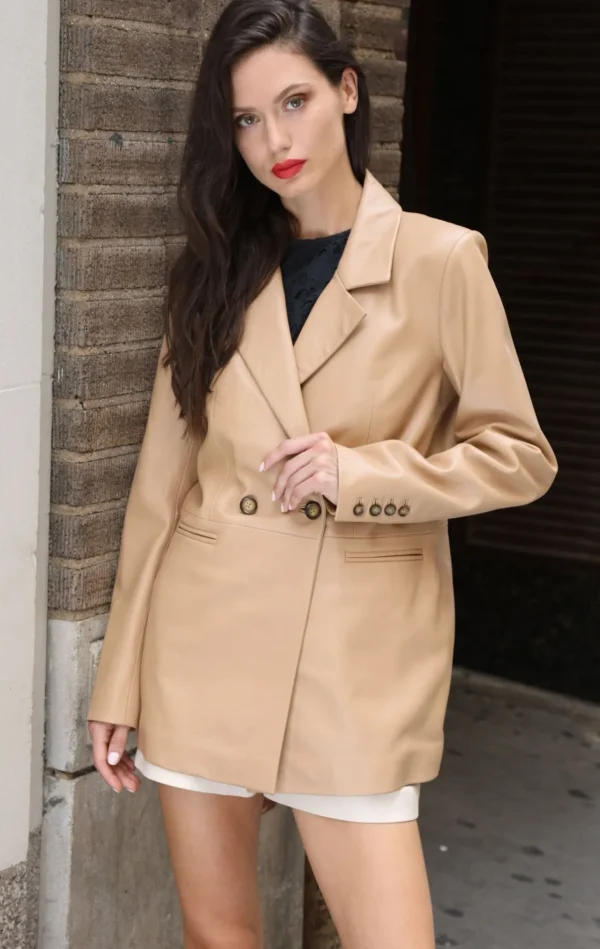 Walter Baker Misha Blazer, Latte-Leather>Women Jackets