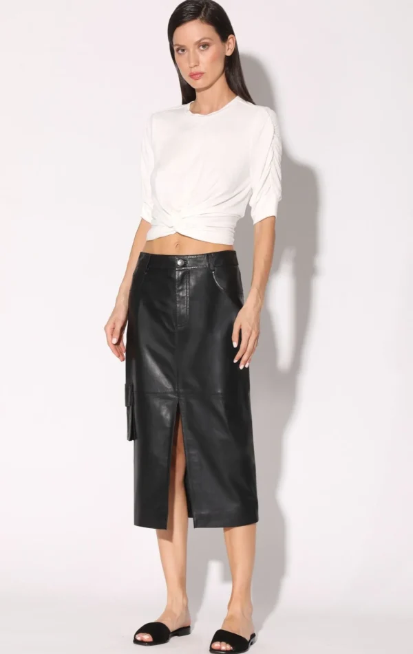 Walter Baker Selene Skirt, Black-Leather>Women Bottoms