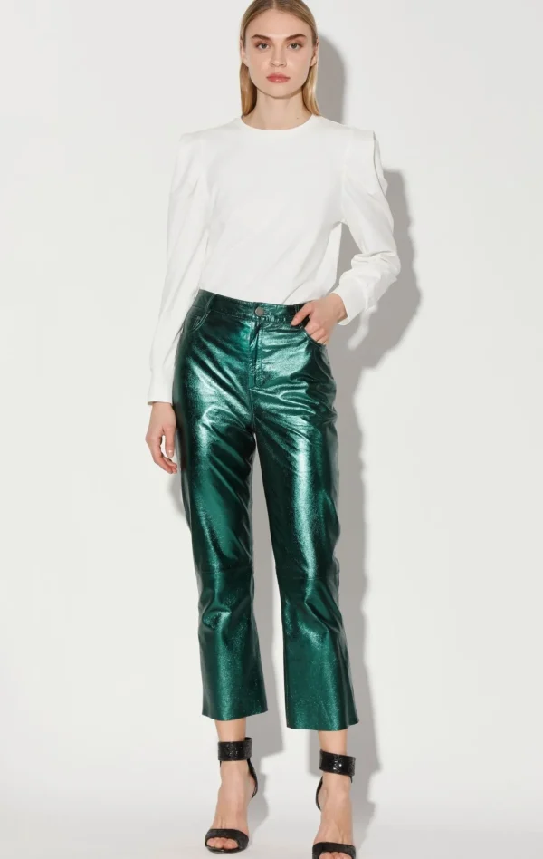 Walter Baker Selma Pant, Emerald Metallic-Leather>Women Bottoms