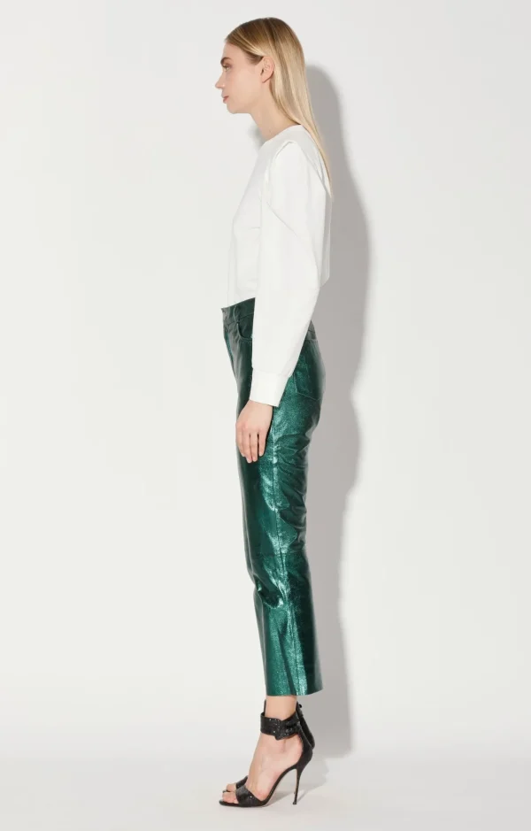 Walter Baker Selma Pant, Emerald Metallic-Leather>Women Bottoms