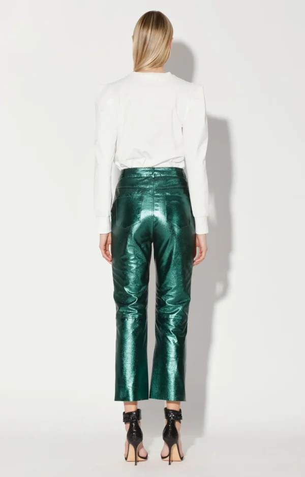 Walter Baker Selma Pant, Emerald Metallic-Leather>Women Bottoms