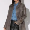 Walter Baker Sutton Jacket, Dark Taupe-Vt Wash Leather>Women Jackets