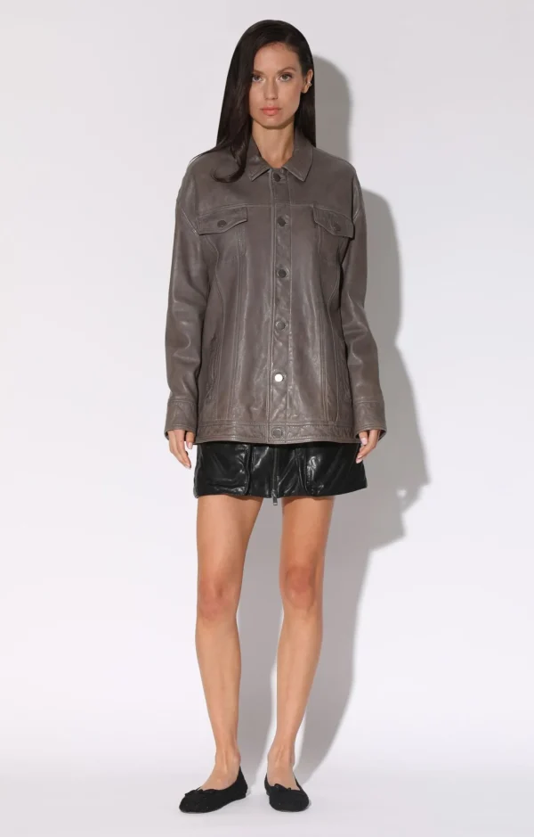 Walter Baker Sutton Jacket, Dark Taupe-Vt Wash Leather>Women Leather