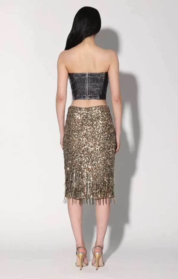 Walter Baker Trixie Skirt, Gold Beam Sequin>Women Bottoms