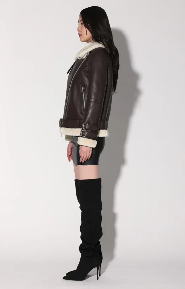 Walter Baker Whitney Jacket, Mocha/Off White-Leather>Women Leather